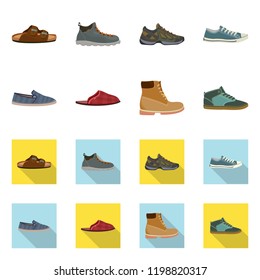 Vector illustration of man and foot icon. Collection of man and wear stock symbol for web.