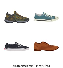 Vector illustration of man and foot logo. Collection of man and wear stock symbol for web.