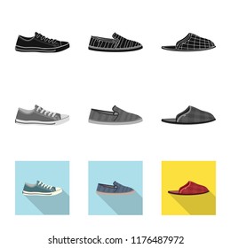 Vector illustration of man and foot logo. Set of man and wear stock symbol for web.