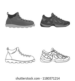 Vector illustration of man and foot logo. Collection of man and wear stock vector illustration.