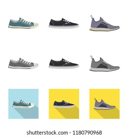 Vector illustration of man and foot sign. Collection of man and wear vector icon for stock.