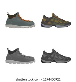 Vector illustration of man and foot sign. Set of man and wear vector icon for stock.