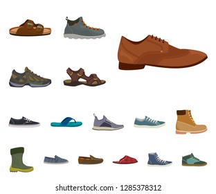 Vector illustration of man and foot sign. Collection of man and wear vector icon for stock.