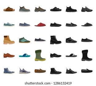 Vector illustration of man and foot sign. Set of man and wear stock vector illustration.