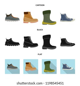 Vector illustration of man and foot symbol. Set of man and wear stock vector illustration.