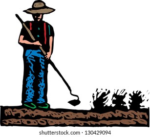 Vector illustration of man gardening