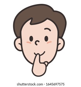 vector illustration of a man gesturing of silence