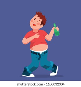 vector illustration of man get drunk