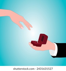 Vector illustration of a man giving an engagement ring to a woman