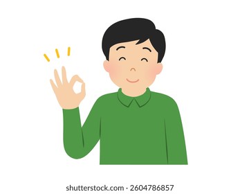 Vector illustration of a man giving an OK sign