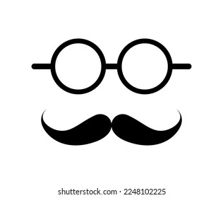 ilustración vectorial de gafas de hombre y bigote sobre fondo blanco, concepto del día de los hombres internacional