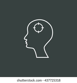Vector illustration of man goal sign icon on dark background.