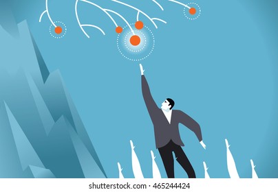 vector illustration of a man goes to the target, business illustration, vector character