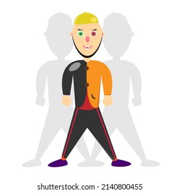 Vector illustration of a man with a golden cap, wearing black pants