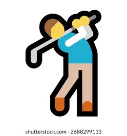 Vector illustration man golfing icon. Man golfing emoji emoticon. Man golfing symbol.