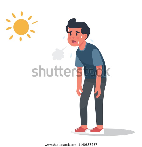 ベクターイラスト男性は 非常に暑い夏に日焼けし 人は疲れ果て 日焼けした のベクター画像素材 ロイヤリティフリー