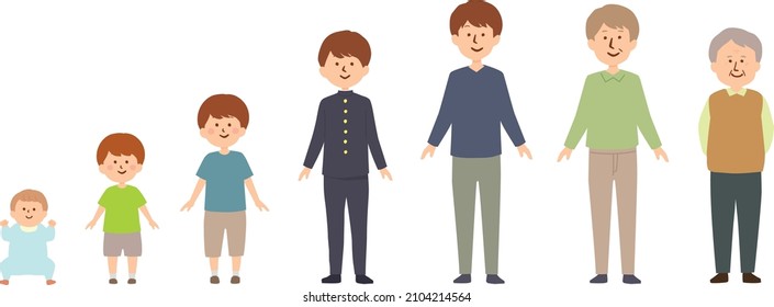 Vector illustration of a man growing old