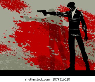 Vector illustration of a man with a gun