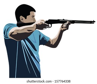vector illustration of a man with a gun