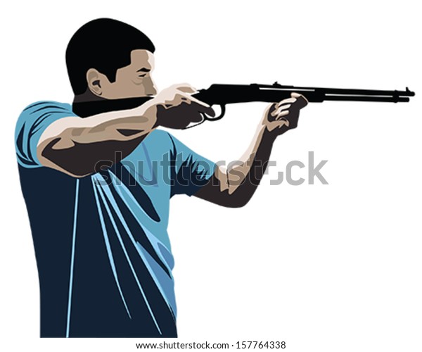 Vector Illustration Man Gun Stock Vector (Royalty Free) 157764338