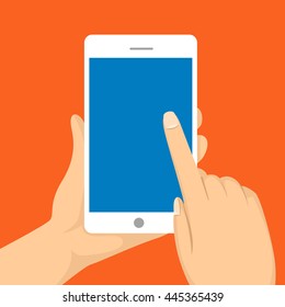 Vector Illustration of Man Hand Holding Mobile Phone