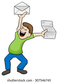 vector illustration of a man is happy about good news