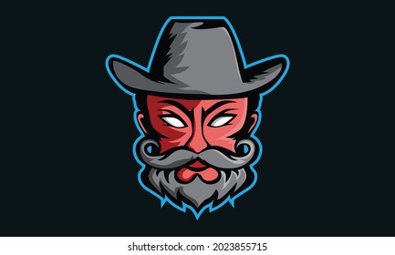 Ilustrador vectorial en un sombrero. logotipo. mascota.
