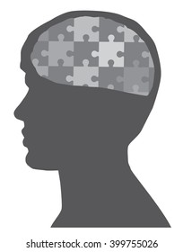 vector illustration of man head with puzzle