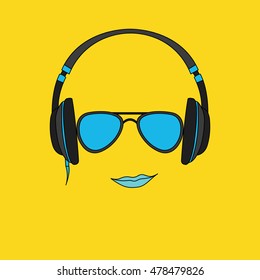 Vector illustration of man with headphones