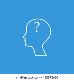 Vector illustration of man help sign icon on blue background.