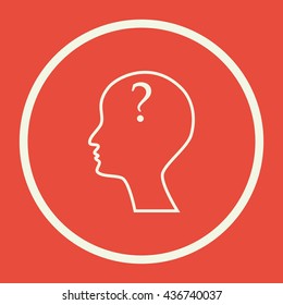 Vector illustration of man help sign icon on red background.