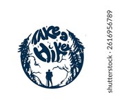 vector illustration of a man hiking in the forest and mountains