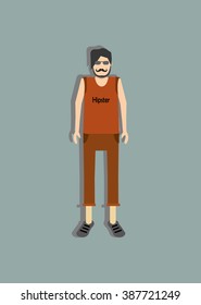 vector illustration of  man hipster cartoon concept