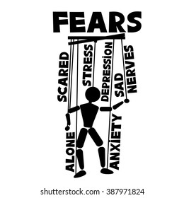 Vector illustration. Man and his fears