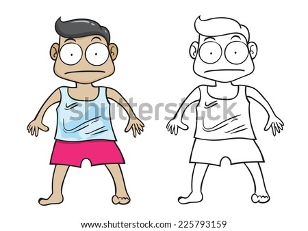 Vector illustration of man in his pajamas