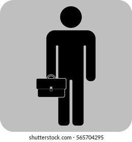 Vector Illustration with Man Holding Briefcase Icon
