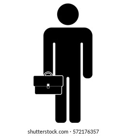Vector Illustration of Man Holding Briefcase Icon in Black