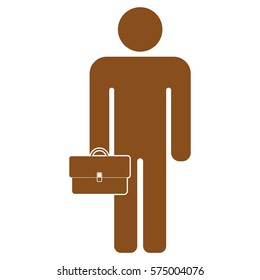 Vector Illustration of Man Holding Briefcase Icon in brown