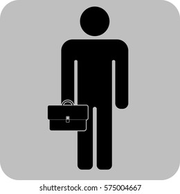 Vector Illustration of a Man Holding Briefcase Black in Color Icon
