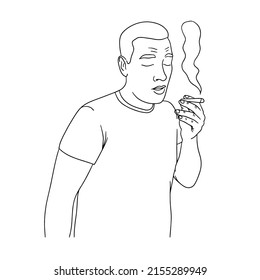 Vector Illustration Man Holding Cigarette Man Stock Vector (Royalty ...