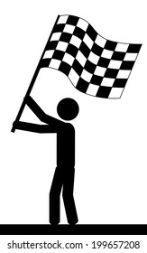 Vector / illustration. A man is holding a flag in his hands. 