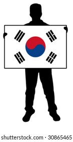 vector illustration of a  man holding a flag of south korea