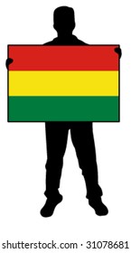 vector illustration of a man holding a flag of bolivia