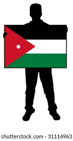 vector illustration of a man holding a flag of jordan