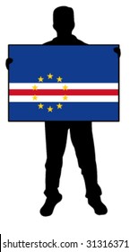 vector illustration of a man holding a flag of cape verde