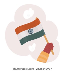 Vector illustration of man holding indian flag