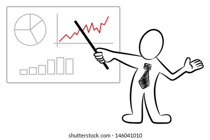 vector illustration of a man holding a presentation