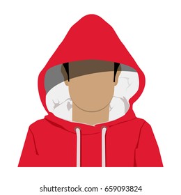 Vector illustration man in the hood or hooligan. Man in hoodiee