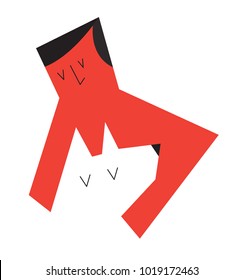 Vector Illustration of a man hugging his dog. Pet Love Concept.