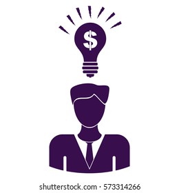Vector Illustration of Man with Idea Icon in Purple
